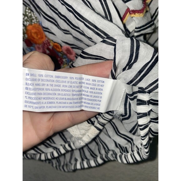 new Crop blouse Floral Embroidery lace western flare Boho country M hippie 21 - Picture 8 of 10